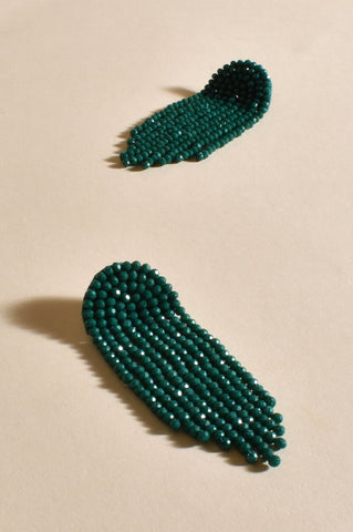 Adorne - Beaded Tassel Cocktail Earrings  Emerald 3215
