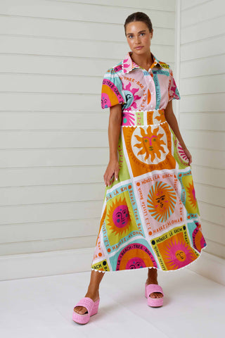 Binny - TRIP AROUND THE SUN - Sun Print - Printed Cotton Maxi Skirt