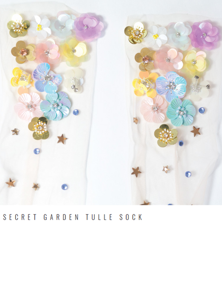High Heel Jungle - Secret Garden Handmade Socks - White