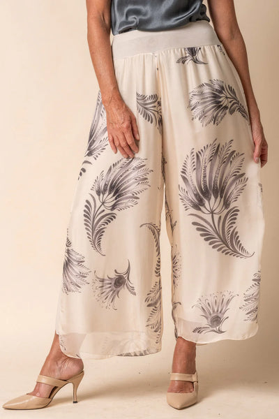 Imagine - Lucia Silk Gia Pant in Latte Print