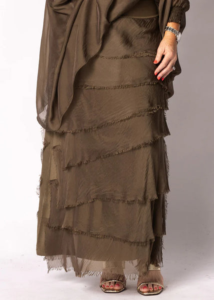 Imagine - Moss Green Flapper Fifi Silk Skirt 10IM2272