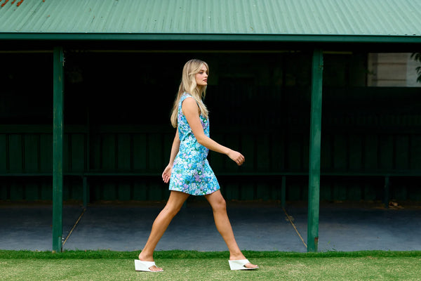 Binny - GREENSKEEPER - 100% Cotton Mini Dress - Blue Clubhouse Sofa