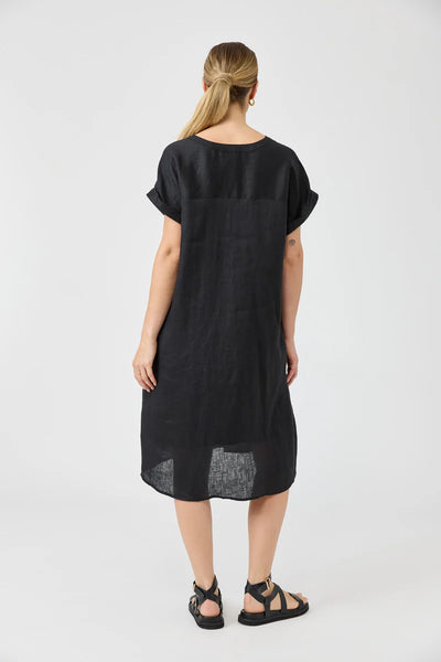Eb & Ive - Studio Dress Linen - Ebony Black