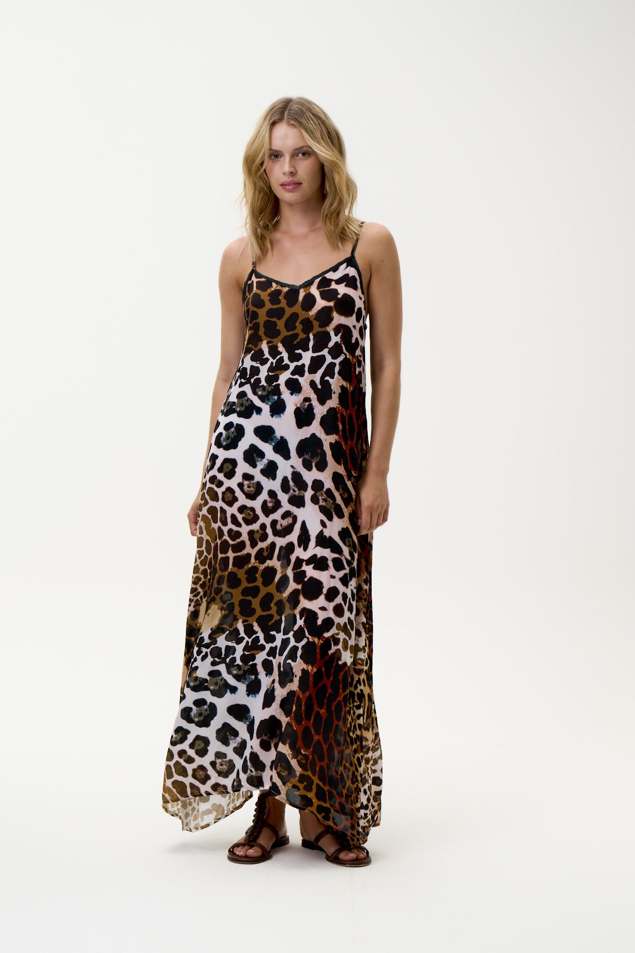 Oneseason - Antoinette Slip Dress - Viscose - Lipari Leopard