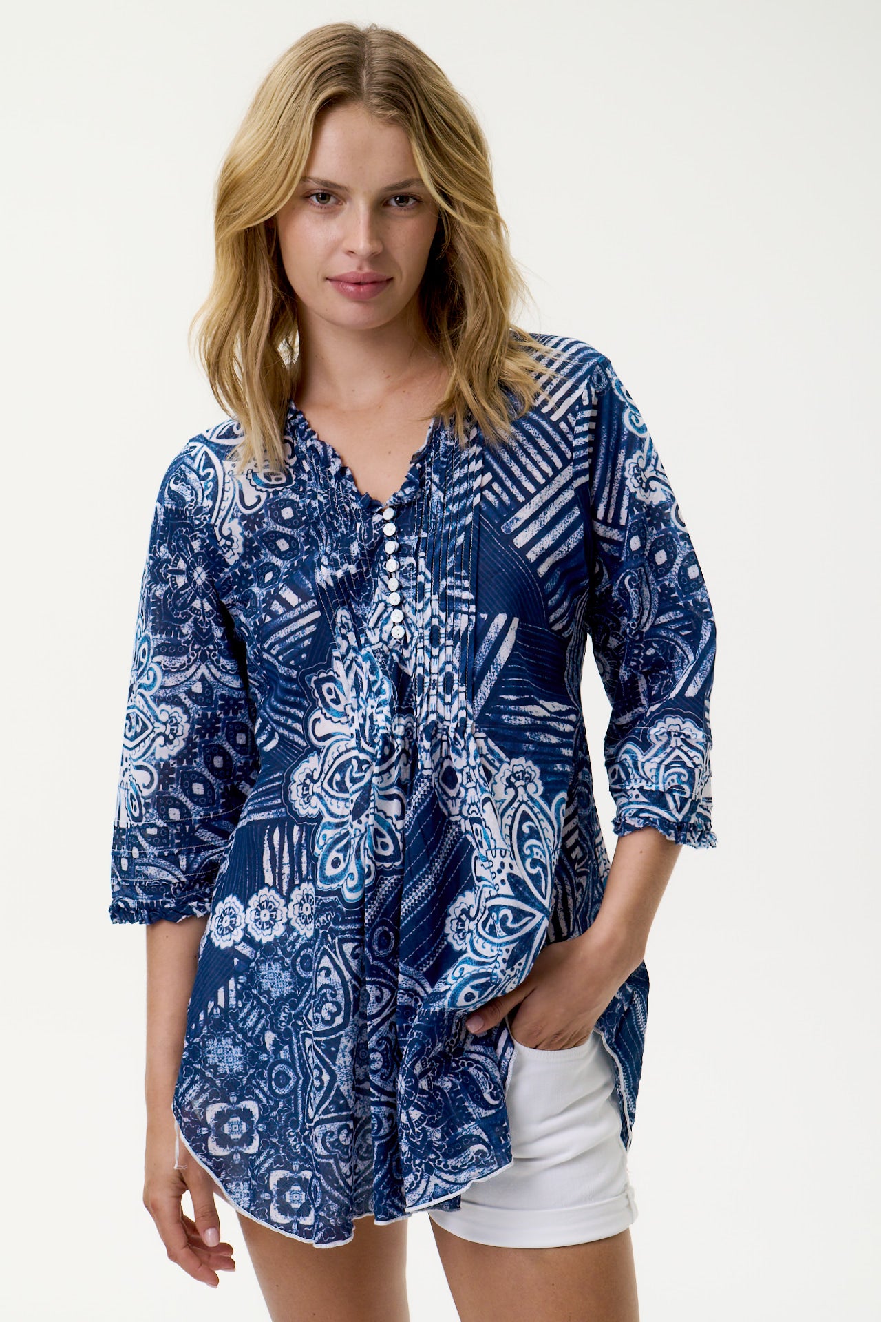 Oneseason - Poppy Top - Mandala - Cotton - Navy