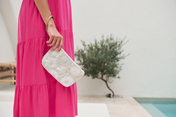 Eb & Ive - Flourish Clutch Bag - Tusk, Kiwi, Candy or Sapphire
