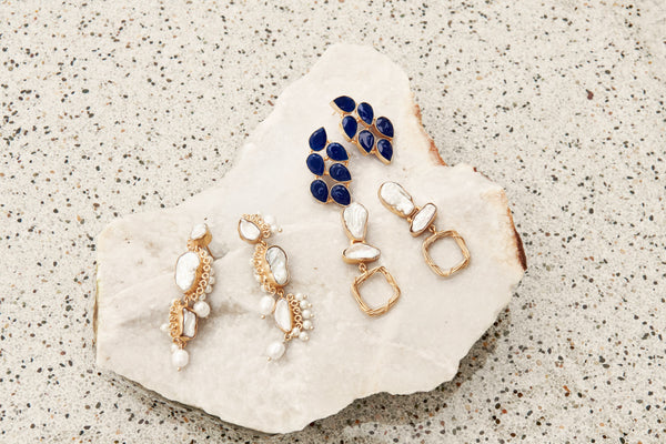 Eb & Ive - Awaken Earring - Pearl/Gold, Sapphire or Pearl Drop