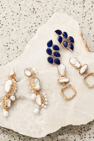 Eb & Ive - Awaken Earring - Pearl/Gold, Sapphire or Pearl Drop