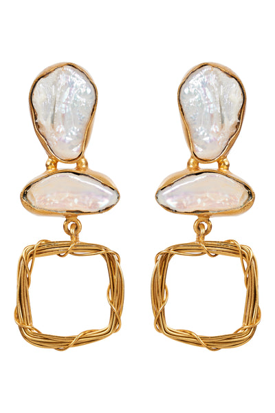 Eb & Ive - Awaken Earring - Pearl/Gold, Sapphire or Pearl Drop