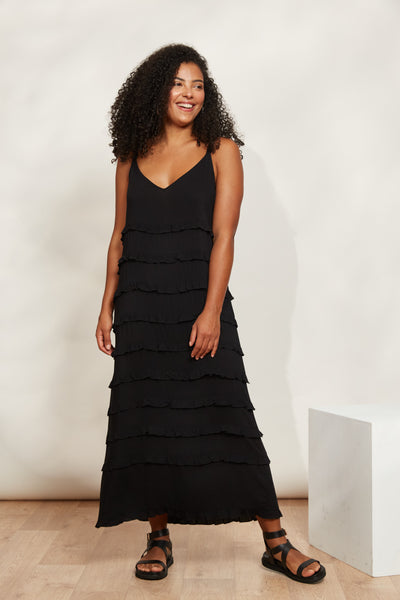 Eb & Ive - La Mer Frill Maxi Dress - Sable FINAL SALE