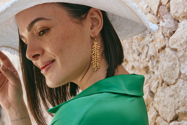 Eb & Ive - La Plage Earring - Gold Leaf, Drop FINAL SALE