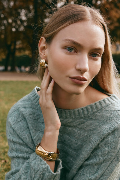 Eb & Ive - Folie Gold Hoop Earing - Pressed