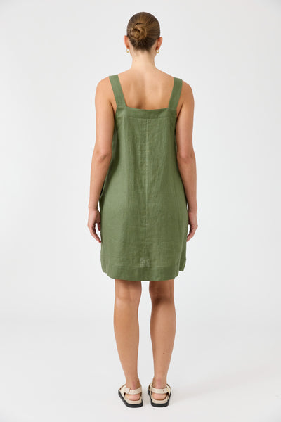 Eb & Ive - Studio Short Tank Dress Linen - Olive