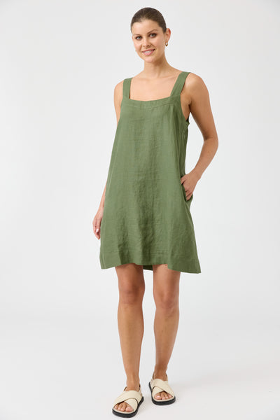 Eb & Ive - Studio Short Tank Dress Linen - Olive
