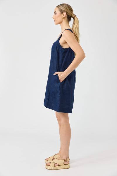 Eb & Ive - Studio Short Tank Dress Linen - Navy