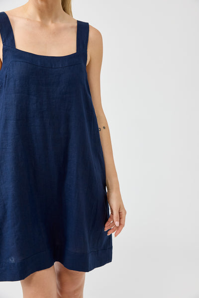 Eb & Ive - Studio Short Tank Dress Linen - Navy