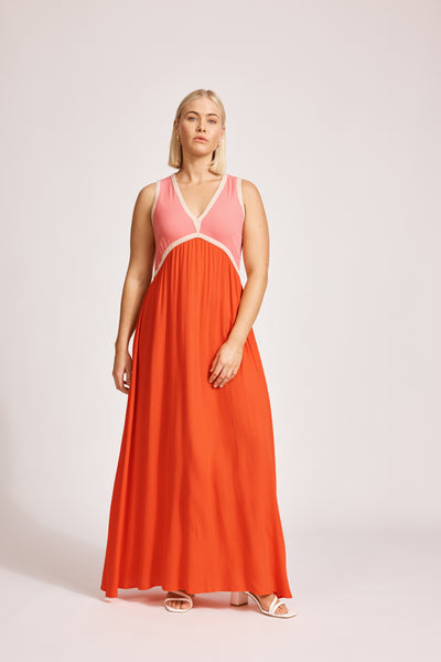 Eb & Ive - Alegria Spliced Maxi Dress - Cameo/Coral