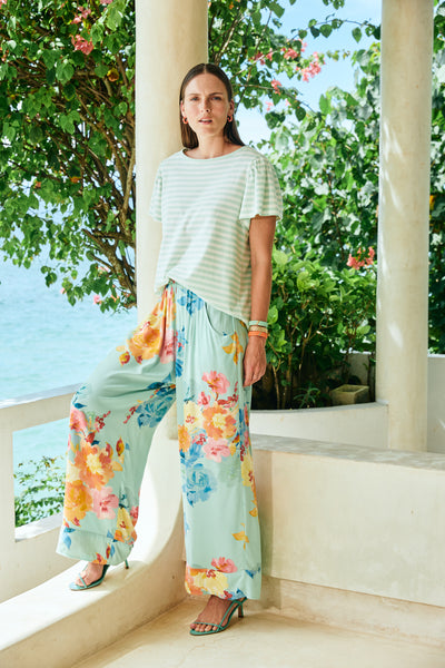 Eb & Ive - Parisio Pant - Mint Bloom FINAL SALE