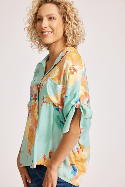 Eb & Ive - Parisio Tie Shirt - Mint Bloom FINAL SALE