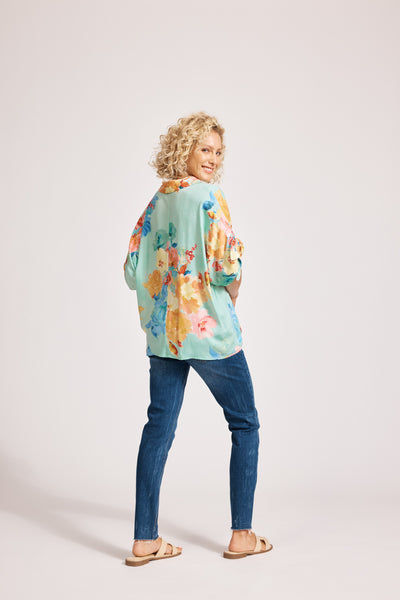 Eb & Ive - Parisio Tie Shirt - Mint Bloom FINAL SALE