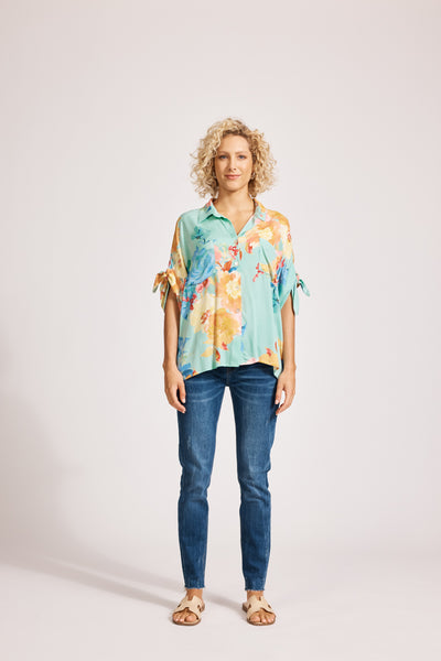 Eb & Ive - Parisio Tie Shirt - Mint Bloom FINAL SALE