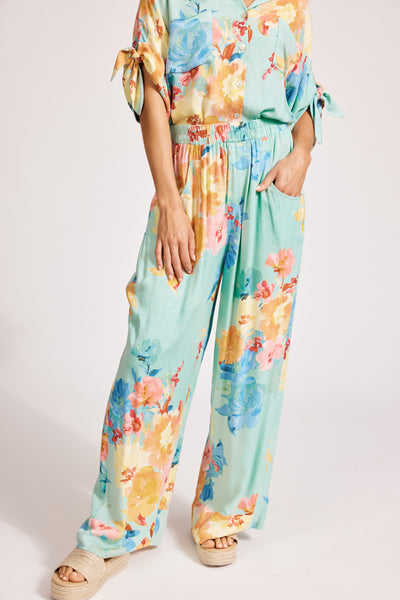 Eb & Ive - Parisio Tie Shirt - Mint Bloom FINAL SALE