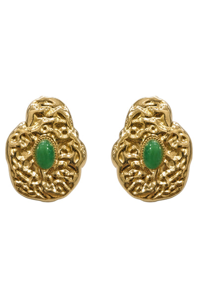 Eb & Ive - Paloma Earring - Gold/Green, Green Drop, Gold Square