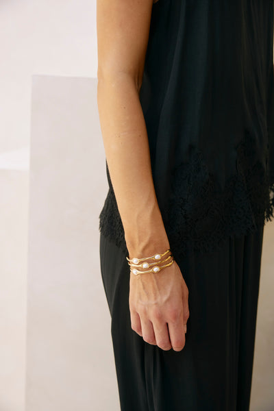 Eb & Ive - Solara Cuff - Gold Pearl/ Gold Link