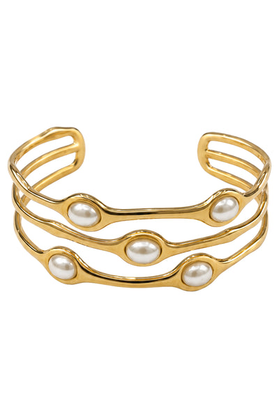 Eb & Ive - Solara Cuff - Gold Pearl/ Gold Link