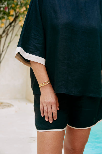 Eb & Ive - Solara Cuff - Gold Pearl/ Gold Link