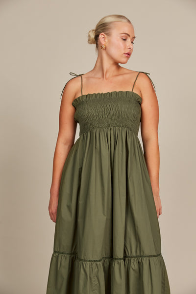 Isle of Mine - Remi Shirred Maxi Dress - Olive