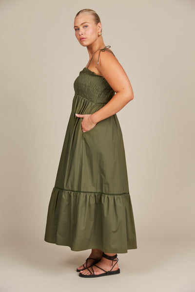 Isle of Mine - Remi Shirred Maxi Dress - Olive