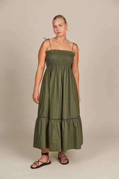 Isle of Mine - Remi Shirred Maxi Dress - Olive