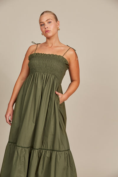 Isle of Mine - Remi Shirred Maxi Dress - Olive