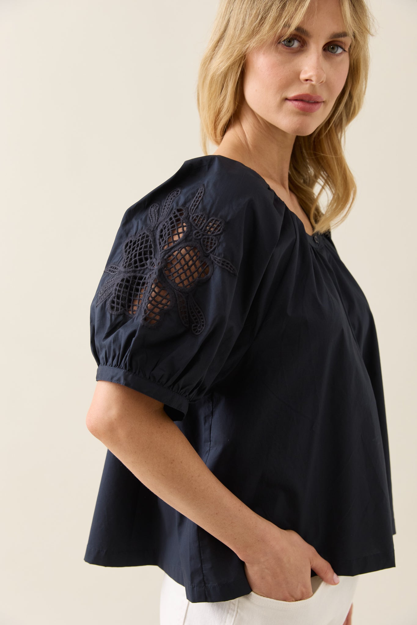Isle of Mine - Nilsa Button Top - Navy