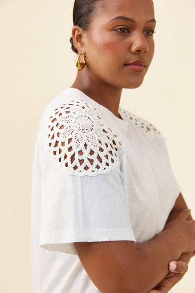 Isle of Mine - Eva Crochet Tshirt - White