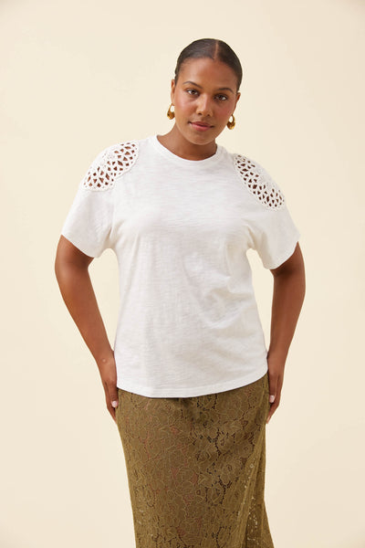 Isle of Mine - Eva Crochet Tshirt - White