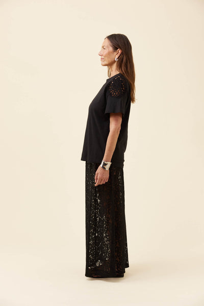 Isle of Mine - Eva Crochet Tshirt - Black