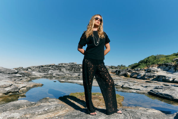 Isle of Mine - Eva Crochet Tshirt - Black