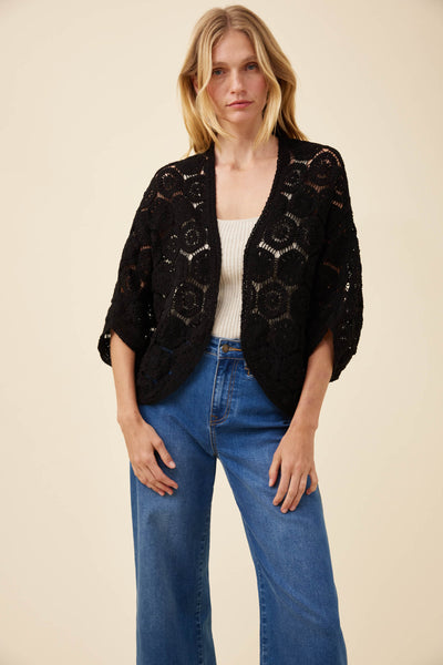 Isle of Mine - Maggie Crochet Cape - Black