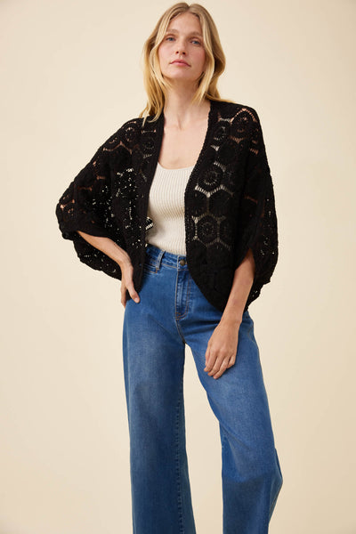 Isle of Mine - Maggie Crochet Cape - Black