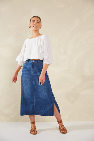 Haven - Dalton Denim Skirt - Indigo