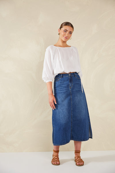 Haven - Dalton Denim Skirt - Indigo