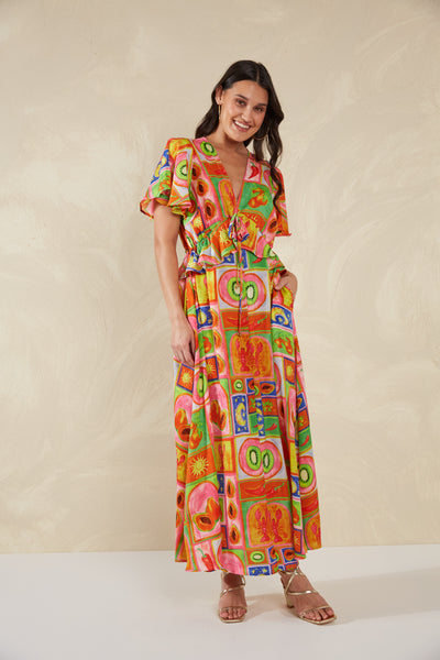 Haven - Portofino Frill Maxi Dress - Spritz