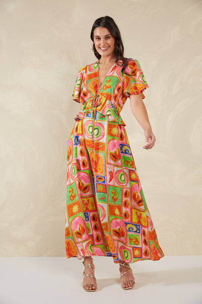 Haven - Portofino Frill Maxi Dress - Spritz