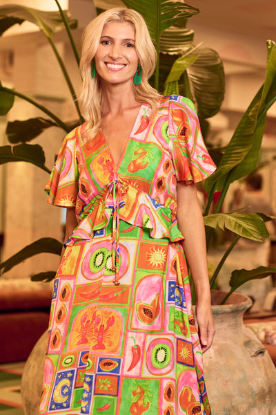 Haven - Portofino Frill Maxi Dress - Spritz
