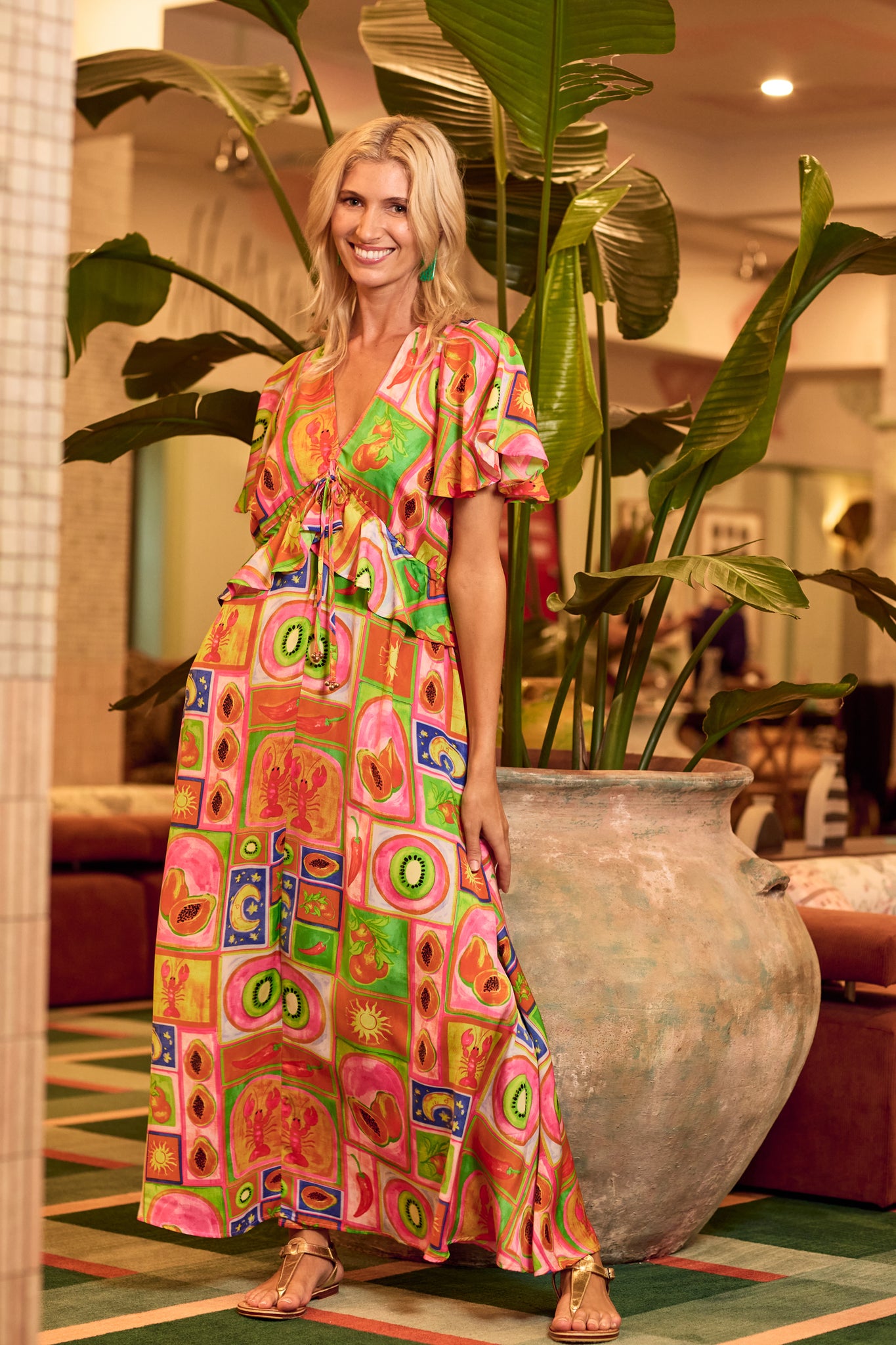 Haven - Portofino Frill Maxi Dress - Spritz