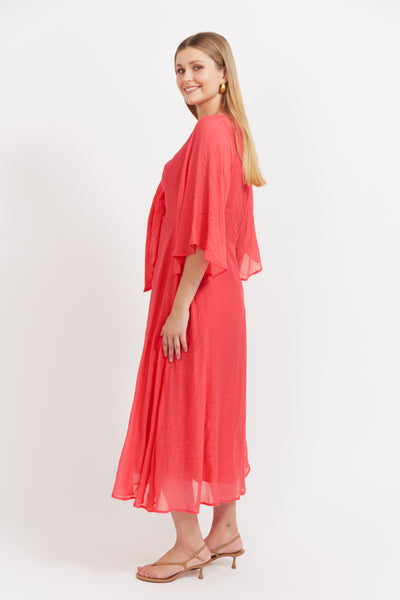 Haven - Baja Tie Midi Dress - Punch