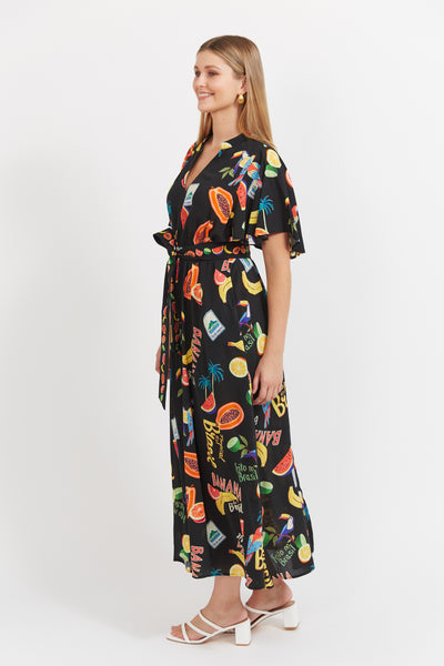 Haven - Cabana V Neck Maxi Dress - Brasil Black