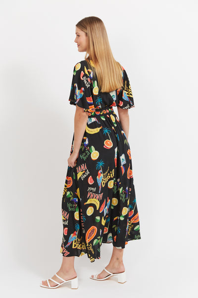 Haven - Cabana V Neck Maxi Dress - Brasil Black